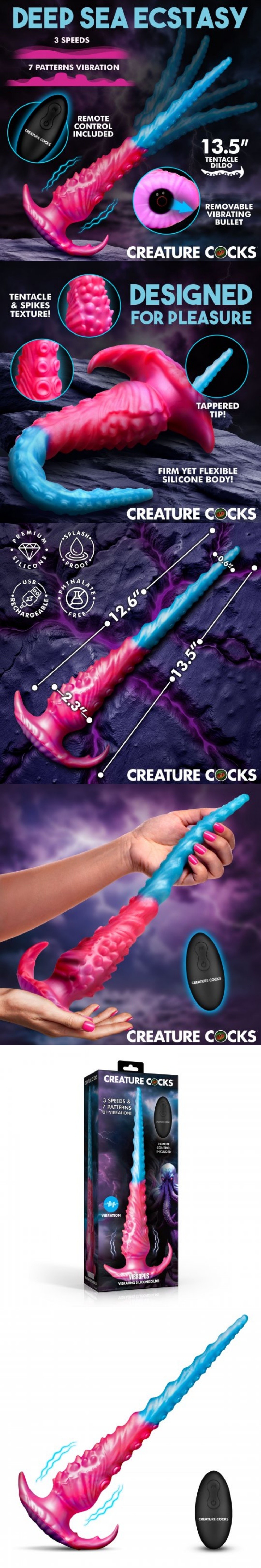 xr brands creature cocks vibropus silicone vibrating fantasy dildo