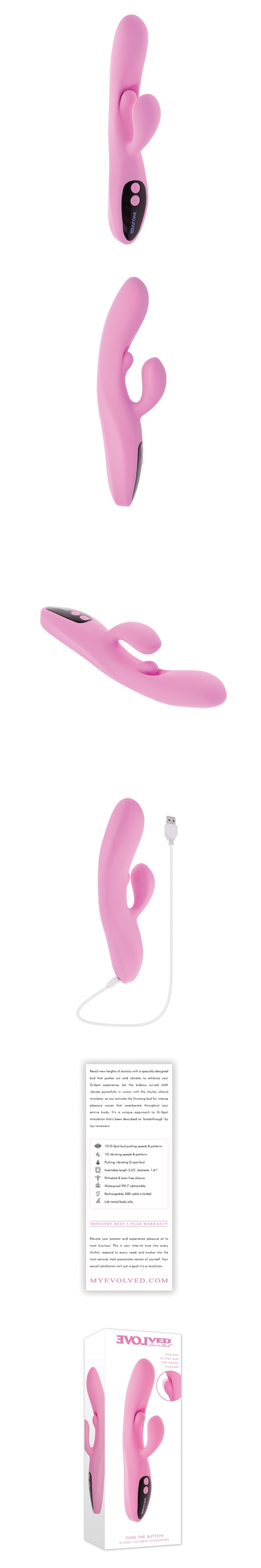 evolved novelties push the button dual ended g-spot vibrator, 10 vibrating speeds vibrator