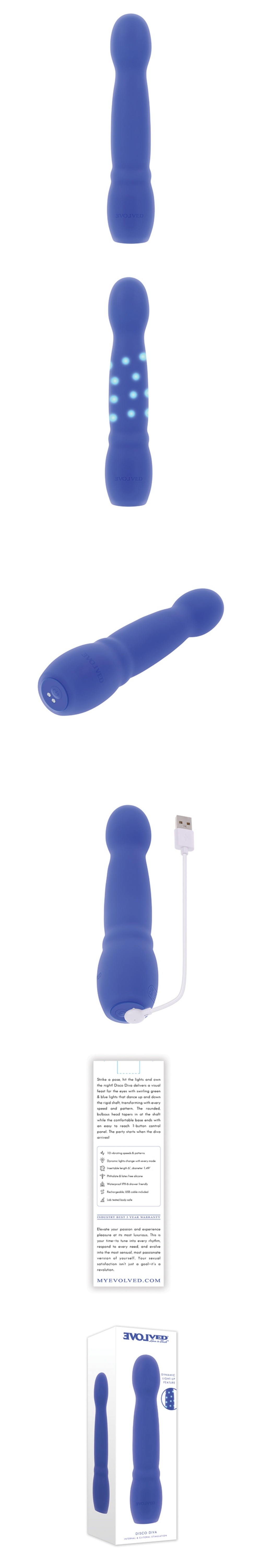 evolved novelties disco diva party style clitoral vibrator with dynamic light-up 10 speeds