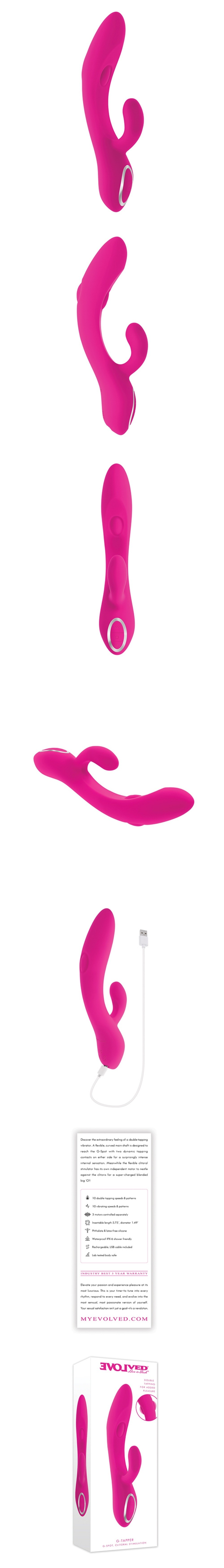 evolved novelties g-tapper g-spot vibrator, two dynamic tapping contacts clitoral stimulator