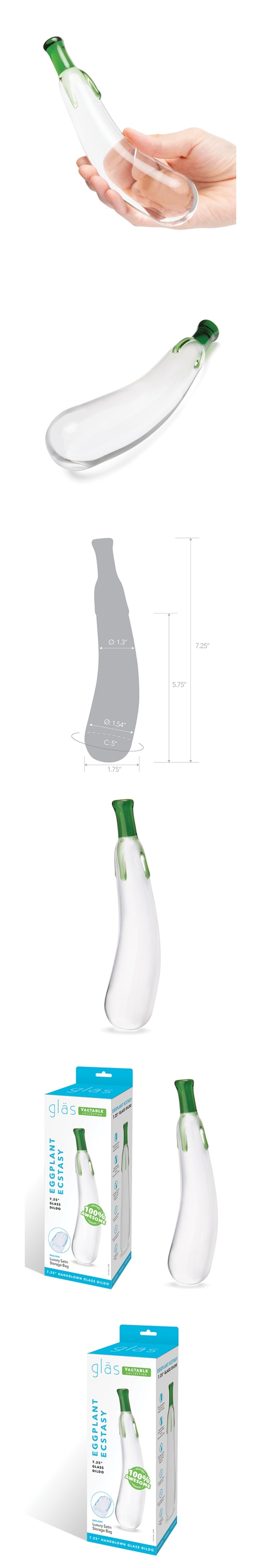 glas 7.25 inches eggplant-shaped beginner-friendly thick glass dildo