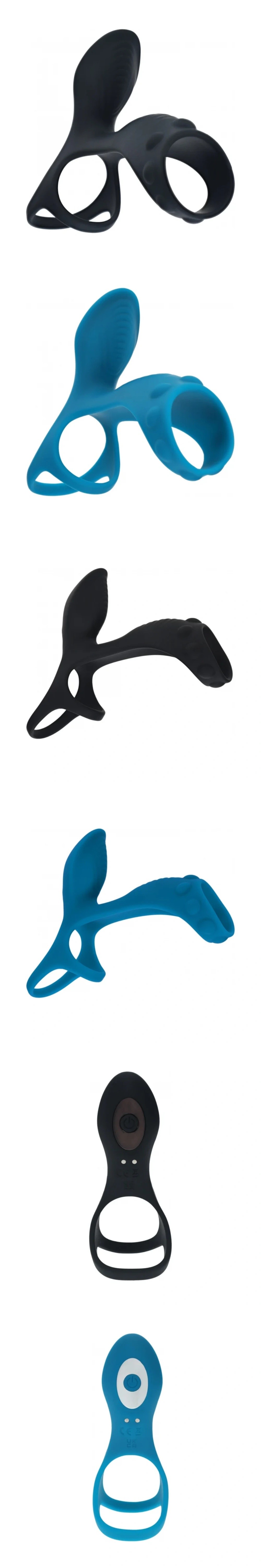 shots levelz vibrating silicone cock & ball ring penis ring with shaft loop