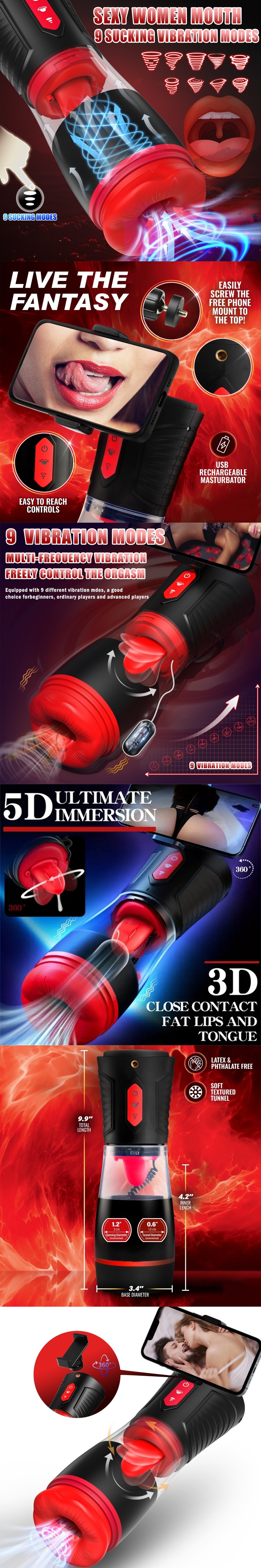 venusfun dream horse automatic licking & suction male masturbator with 9 sucking modes