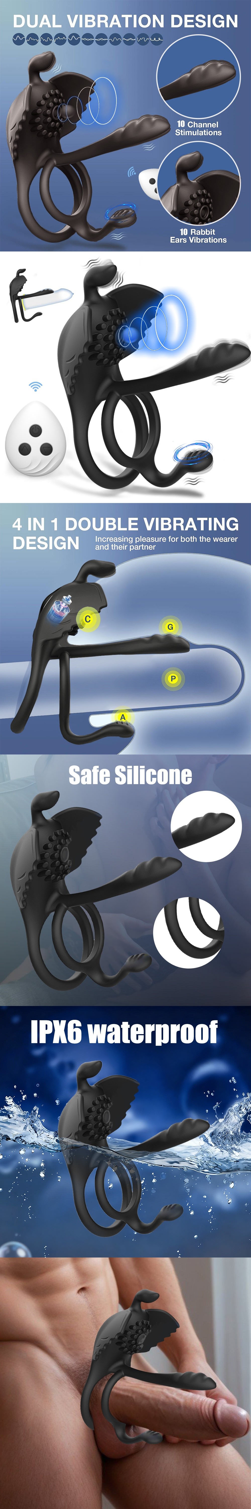 venusfun swan dual rings vibrating remote control cock ring with 10 modes