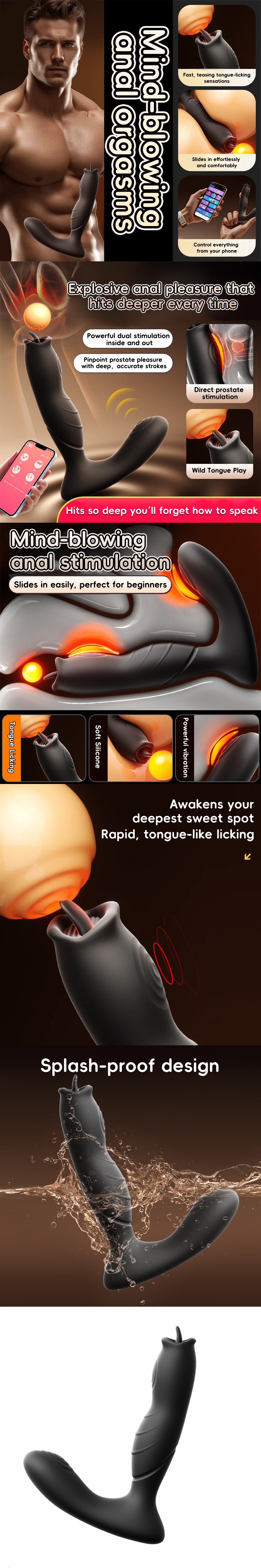 venusfun roselex licking anal vibrator prostate massager with remote control