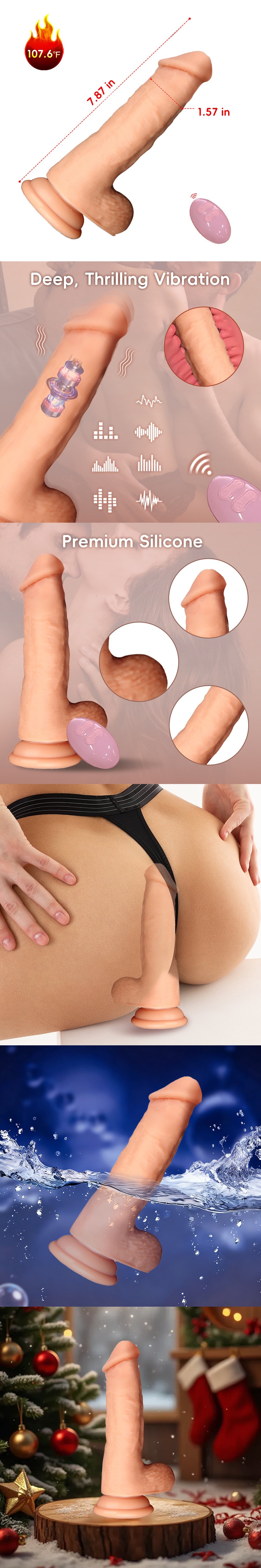 venusfun realistic suction cup dildo female masturbator with smart heating