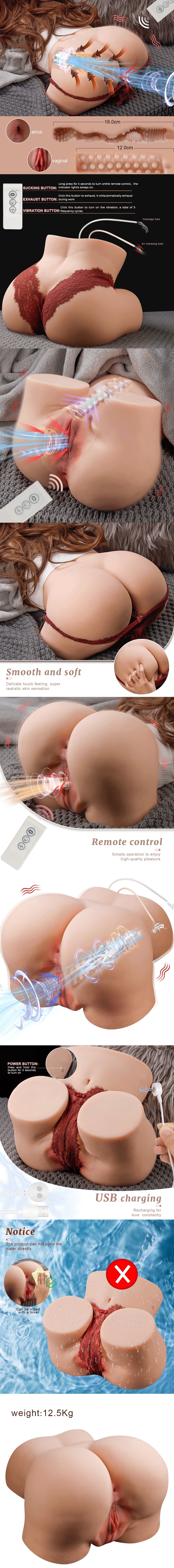 venusfun torso doll sucking & vibrating realistic sex ass male masturbator