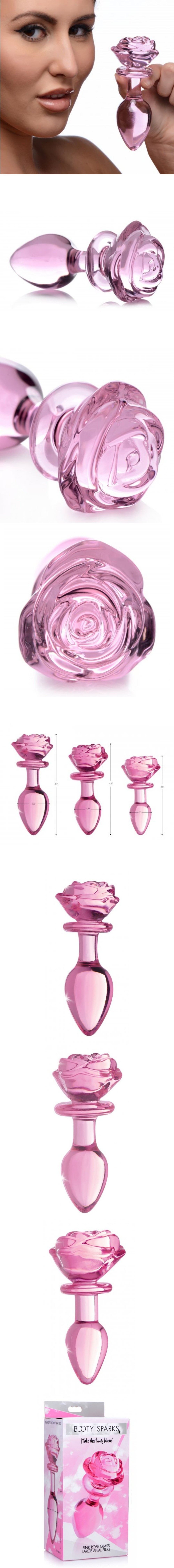 xr brands booty sparks pink rose glass anal plug butt plug for beginners