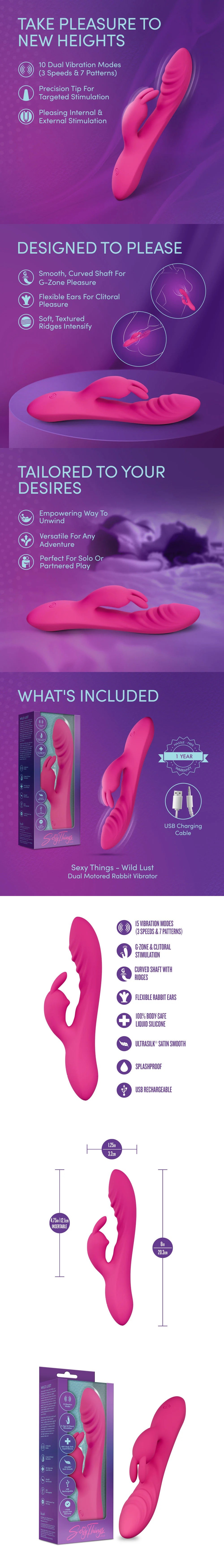 blush sexy things wild lust rabbit vibrator g-spot vibe clitoris stim for stress relief play