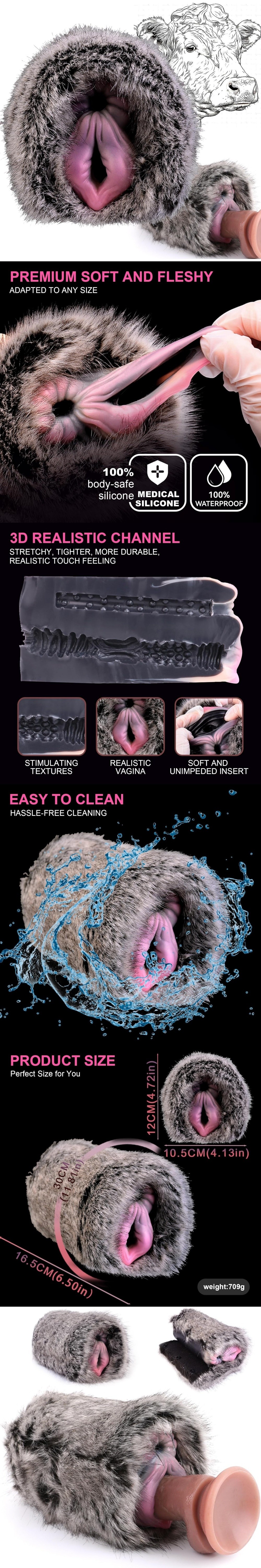 geeba fantasy male stroker cow-themed animal pussy furry toy monster masturbator