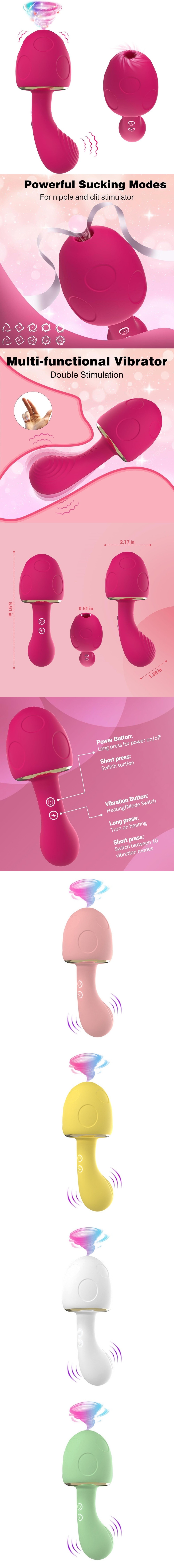venusfun mushroom-shaped clit suction vibe 10 speeds oral simulator massager with insane suction