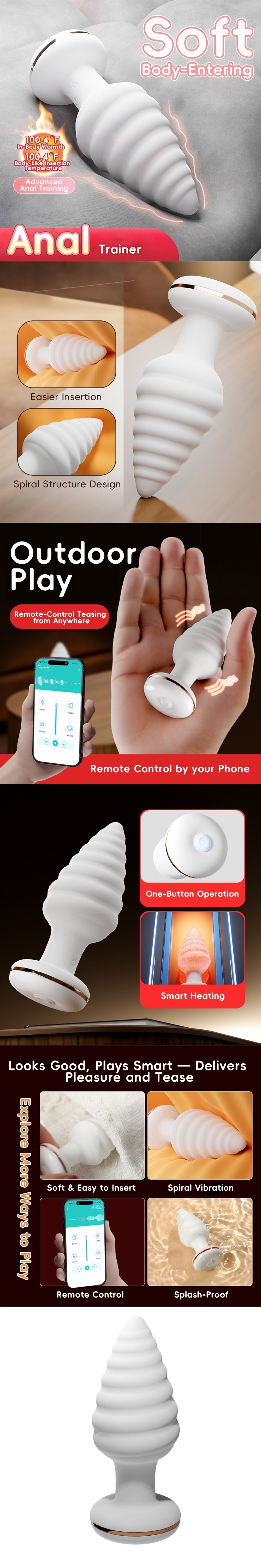 venusfun unicorn butt plug anal plug wearable backdoor toy anal trainer with ai smart heating