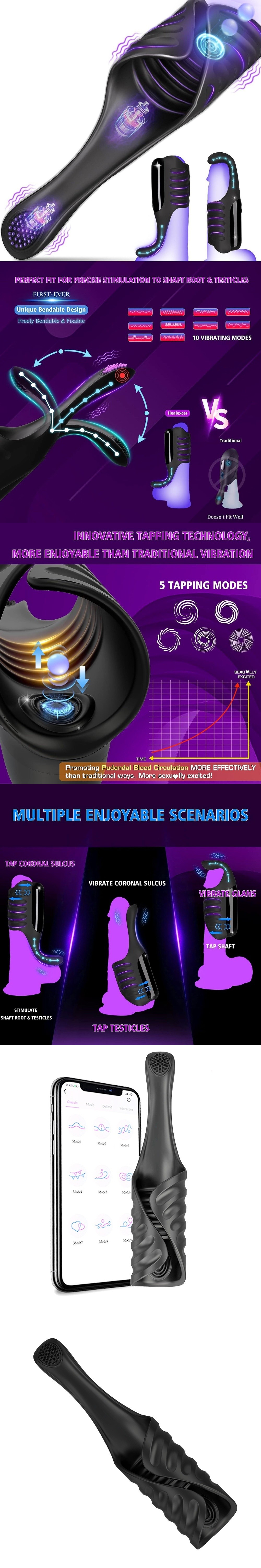 venusfun vibrating cock ring app control glens trainer 10 vibrating modes penis ring for solo play