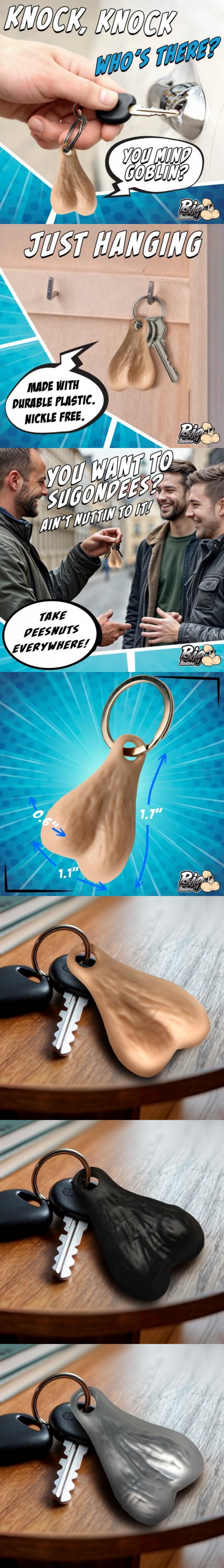 xr brands big ballers keychain big nuts shaped christmas prank gift plastic durable keychain