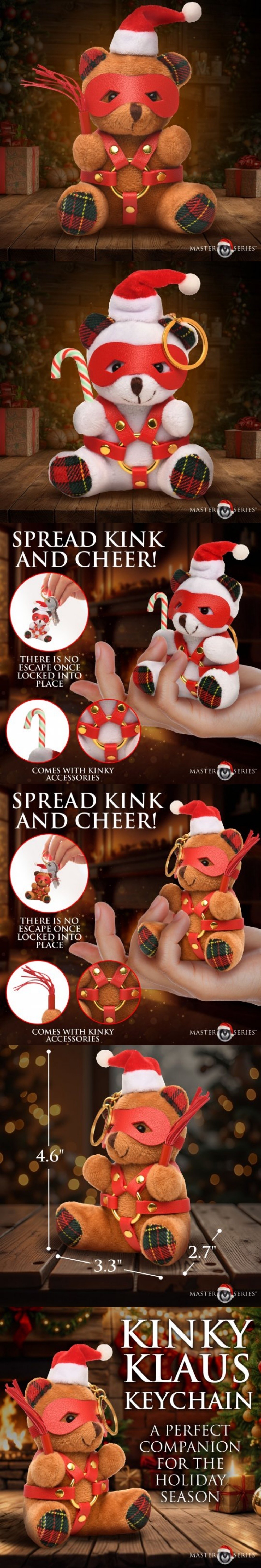 xr brands holiday bondage bear keychain christmas themed gift cute gag present