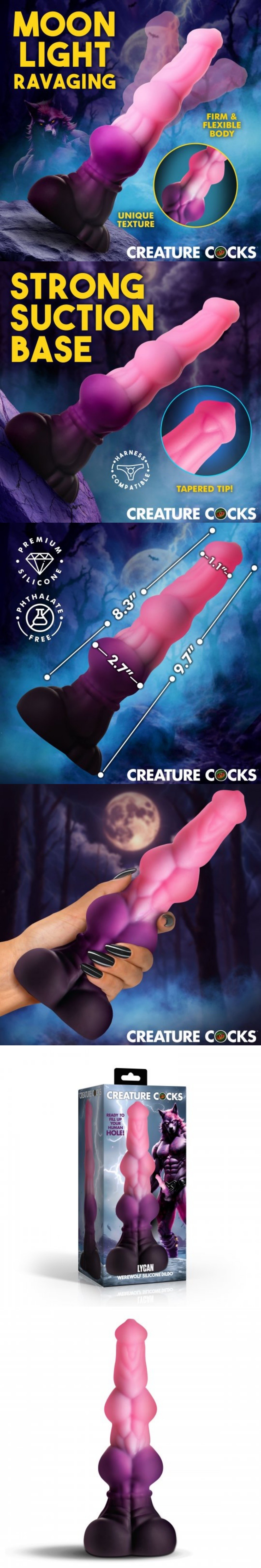 xr brands lycan werewolf fantasy dildo thick dildo monster dildo play hands-free with suction base