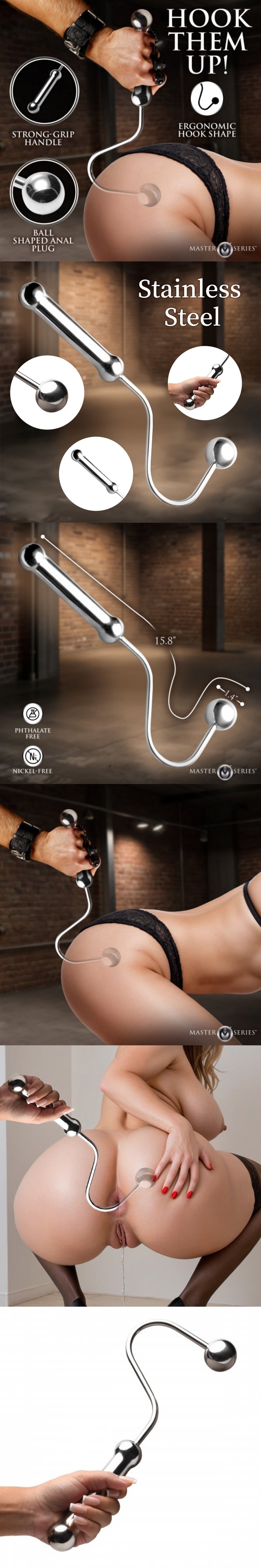 xr brands master series steel anal hook with handle backdoor explorer bdsm toy punishment play