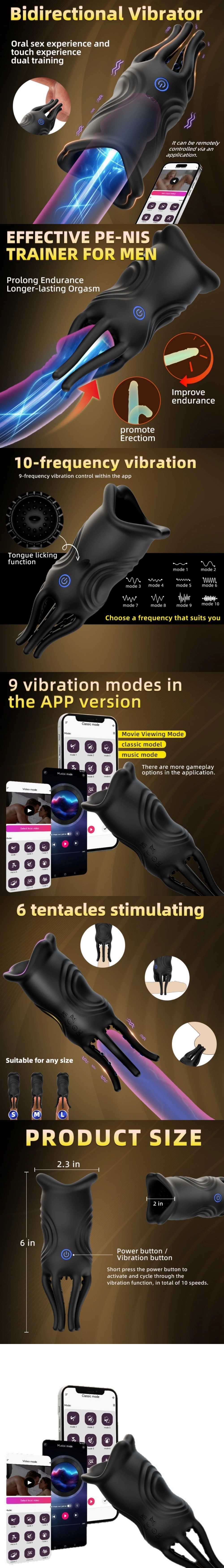 Glans Trainer Dual Edge Male Masturbator Penis Vibrator Blowjob Stim