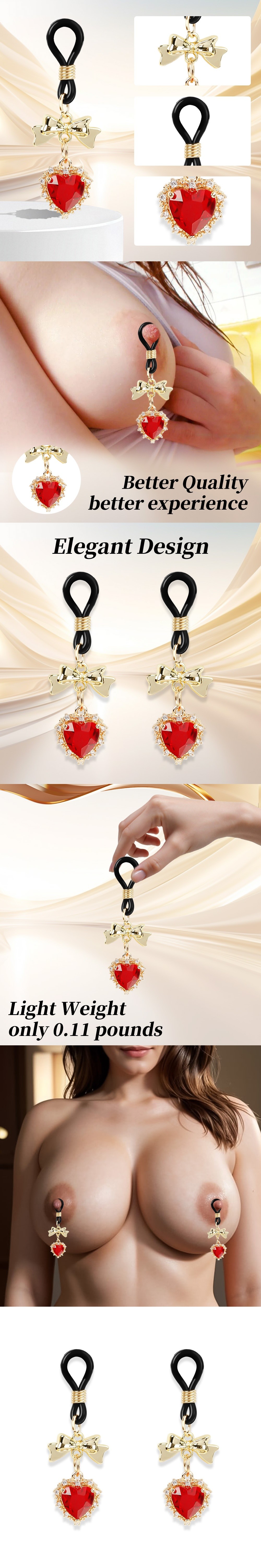 venusfun luxurious red gemstone adjustable nipple clips boob clamps for sm play breast stim