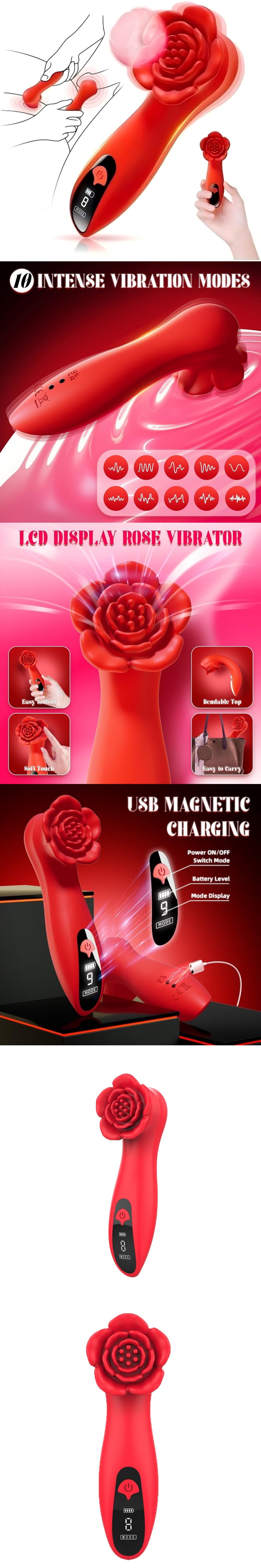 venusfun rose clit vibe 9 strong vibrating modes zero noise massager led display for stress relief
