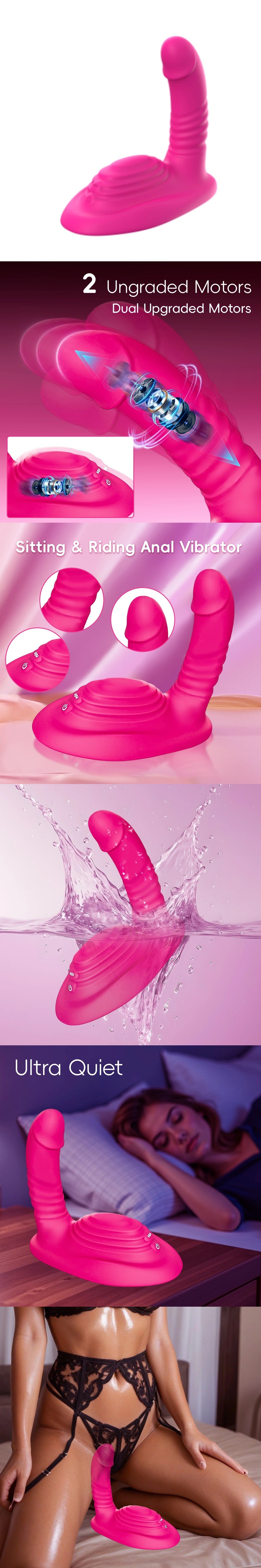 venusfun strap on riding dildo vibrating g-spot massager 10 vibrating speeds with 2 upgraded motors