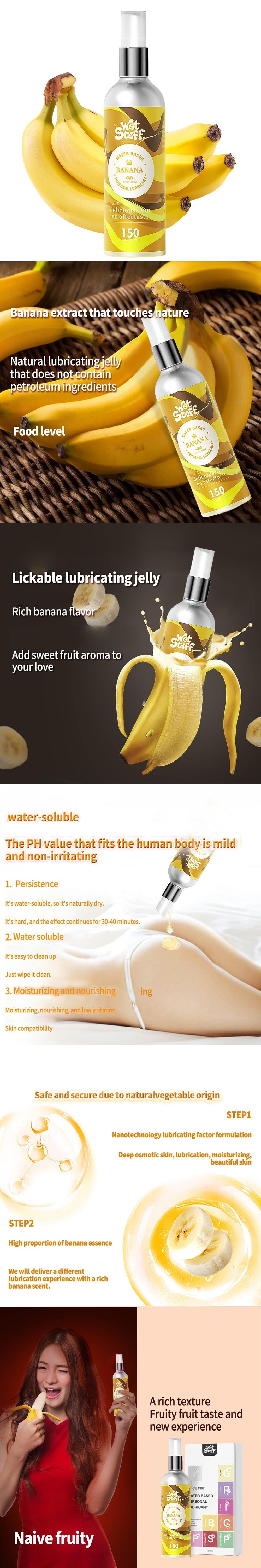 wet stuff banana flavored edible water-based lubricant gel natural lubes for couples