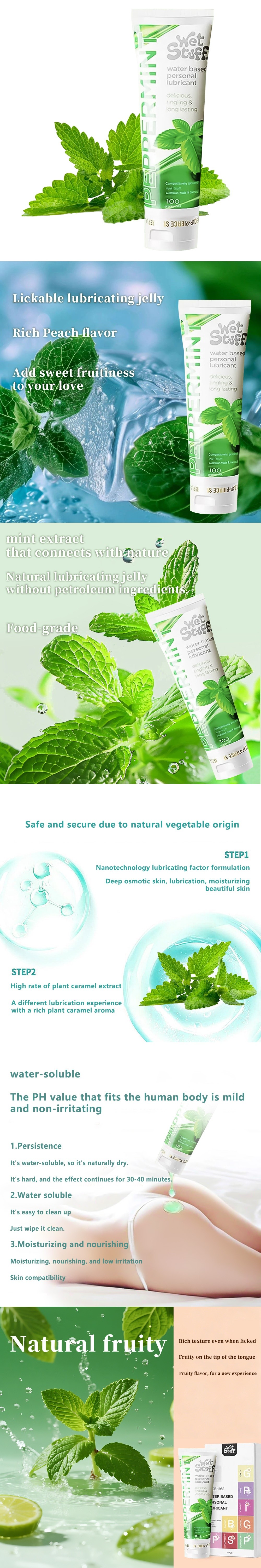 wet stuff peppermint edible lubricant natural water base lube cooling lubricating