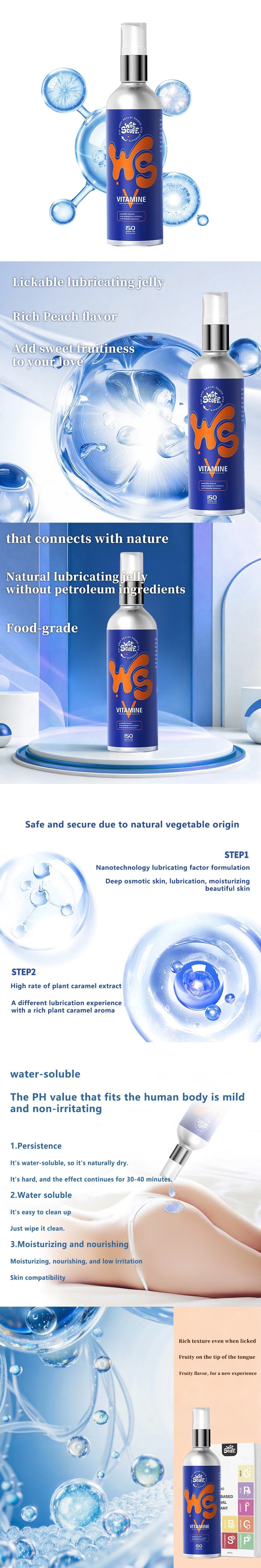 wet stuff vitamin e water based edible lubricant gel smooth lubes for oral sex