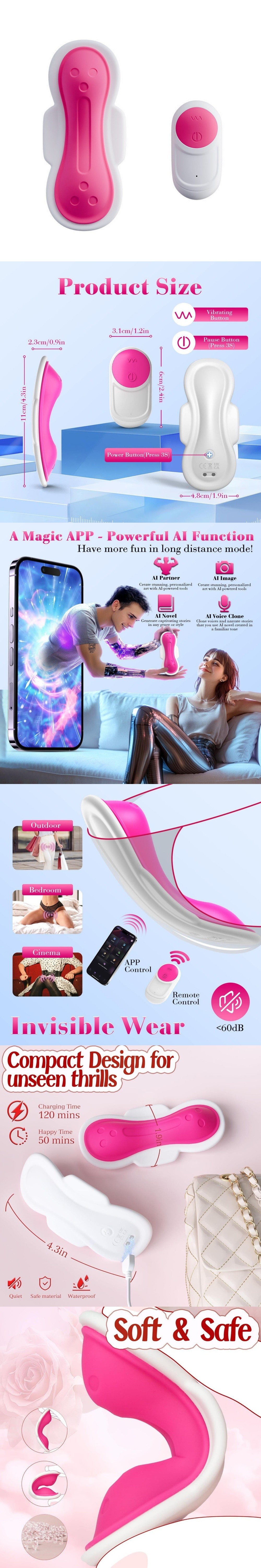 venusfun realistic pad style app controlled wearable panty bend in vibe