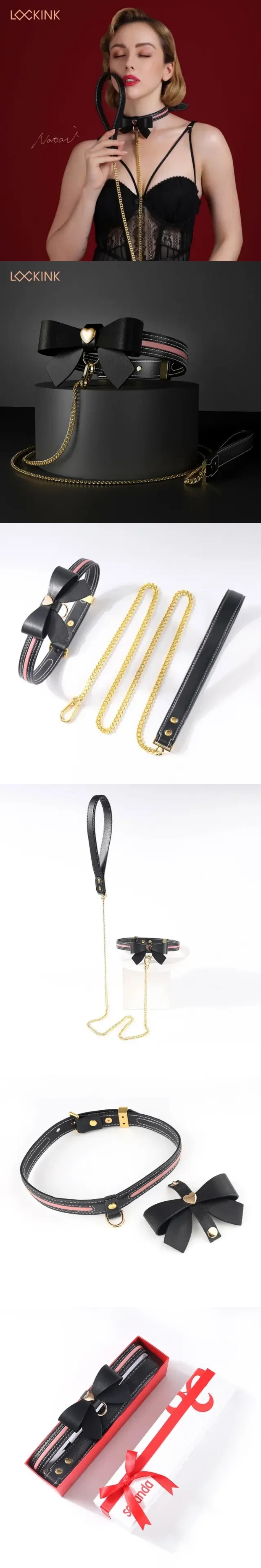 sevanda love heart butterfly leather collar with leash set