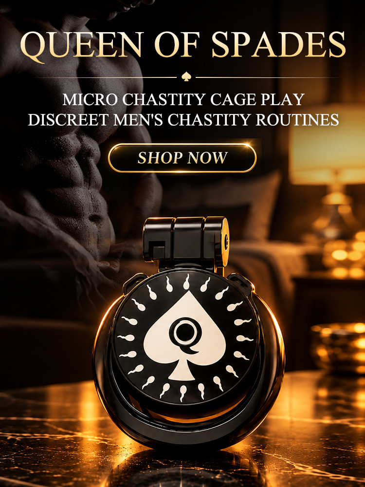 Male Flat Chastity Cage Queen of Spades Sissy Toys Small Cock Cage BDSM Fetish R