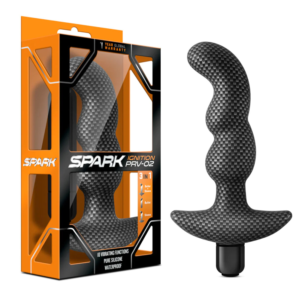 Spark By Blush Ignition G-Spot Carbon Fiber 6-Inch Vibrating Anal Plug with Handle