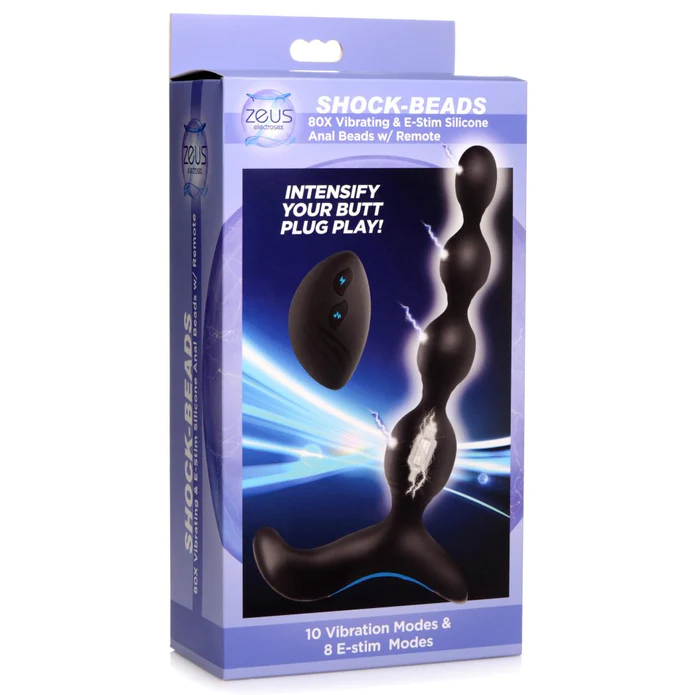 80X Vibrating & E-Stim Silicone Anal Beads with Remote2