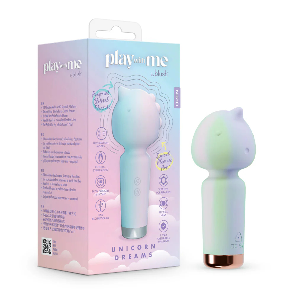 Blush Play With Me Unicorn Dreams Silicone Wand Clitoral Rechargeable Vibrator