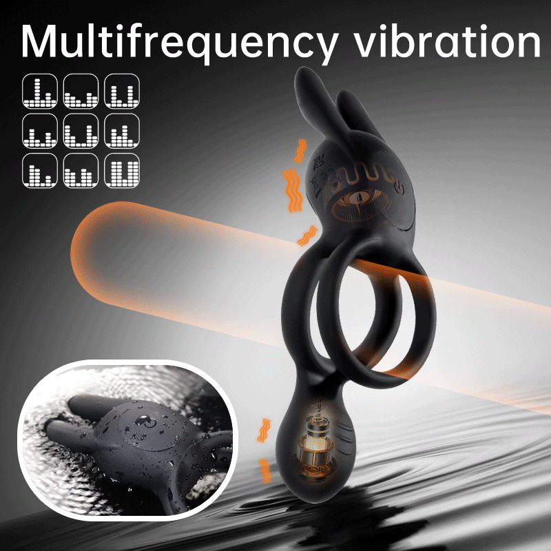 venusfun double ring rabbit silicone vibrating testicle stimulator penis ring multifrequency vibration