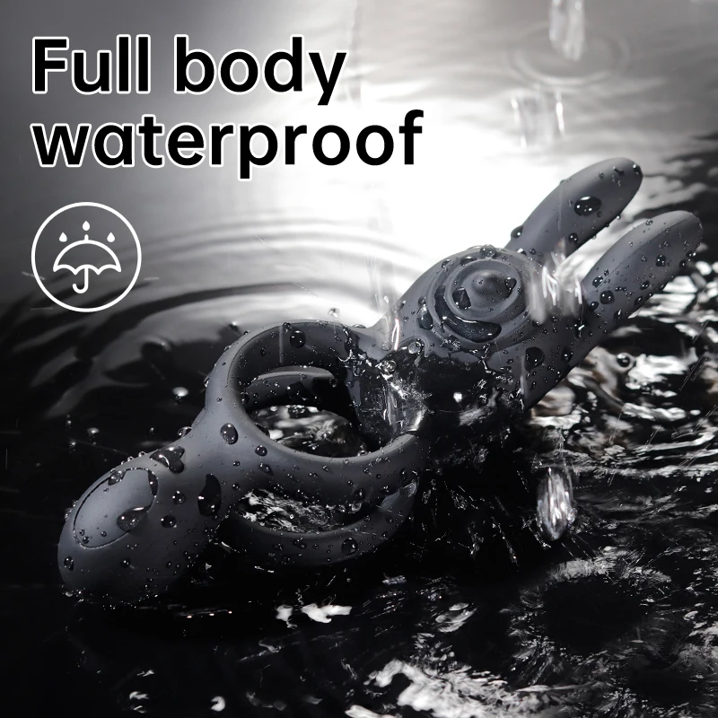 venusfun double ring rabbit silicone vibrating testicle stimulator penis ring full body waterproof