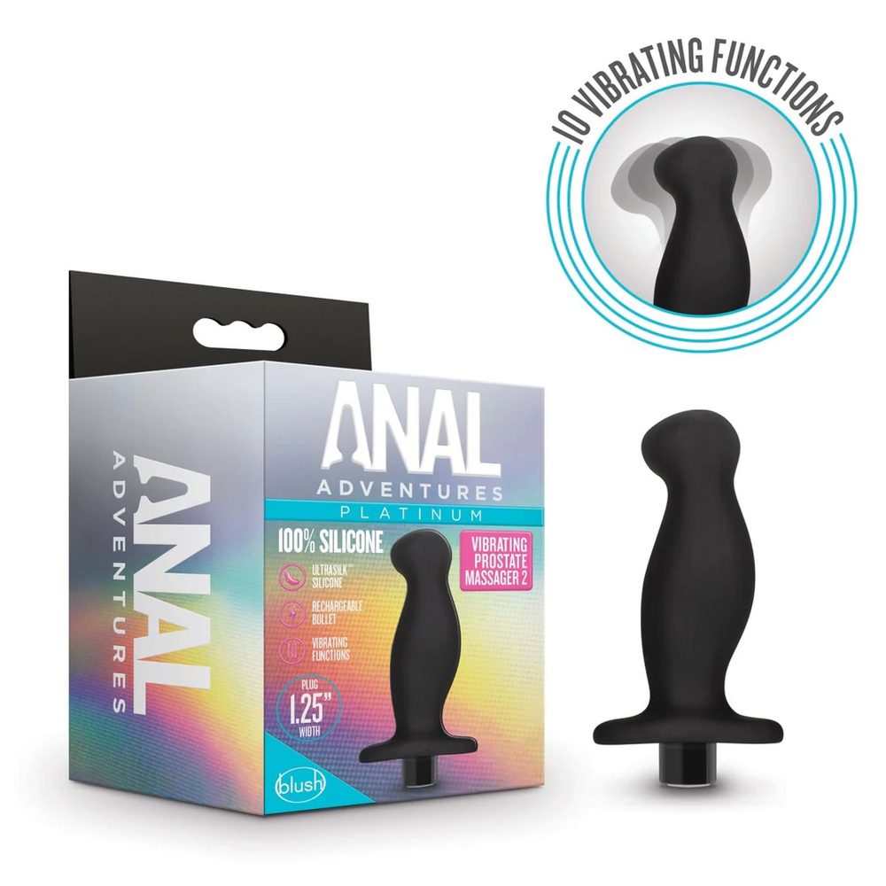 Blush Anal Adventures Platinum Silicone Prostate Massager 02 Curved 4.25-Inch Anal Plug