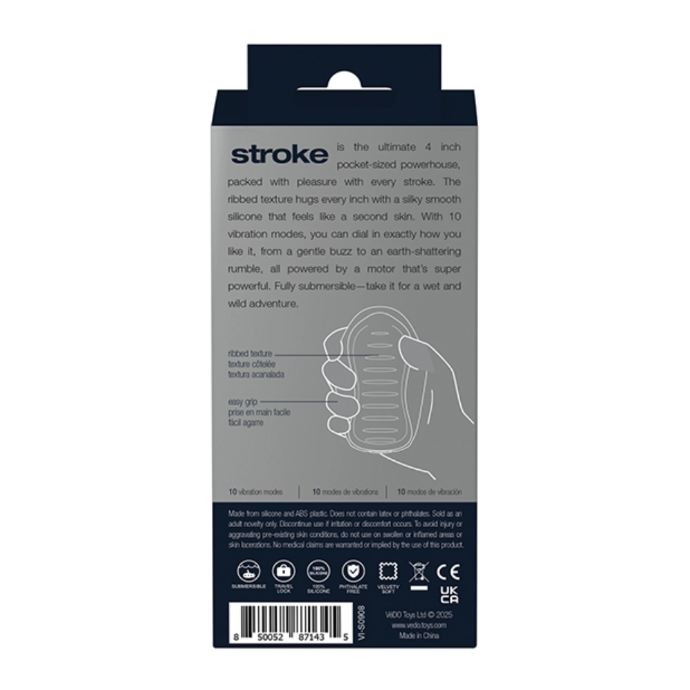 vedo stroke ribbed stroker rechargeable black