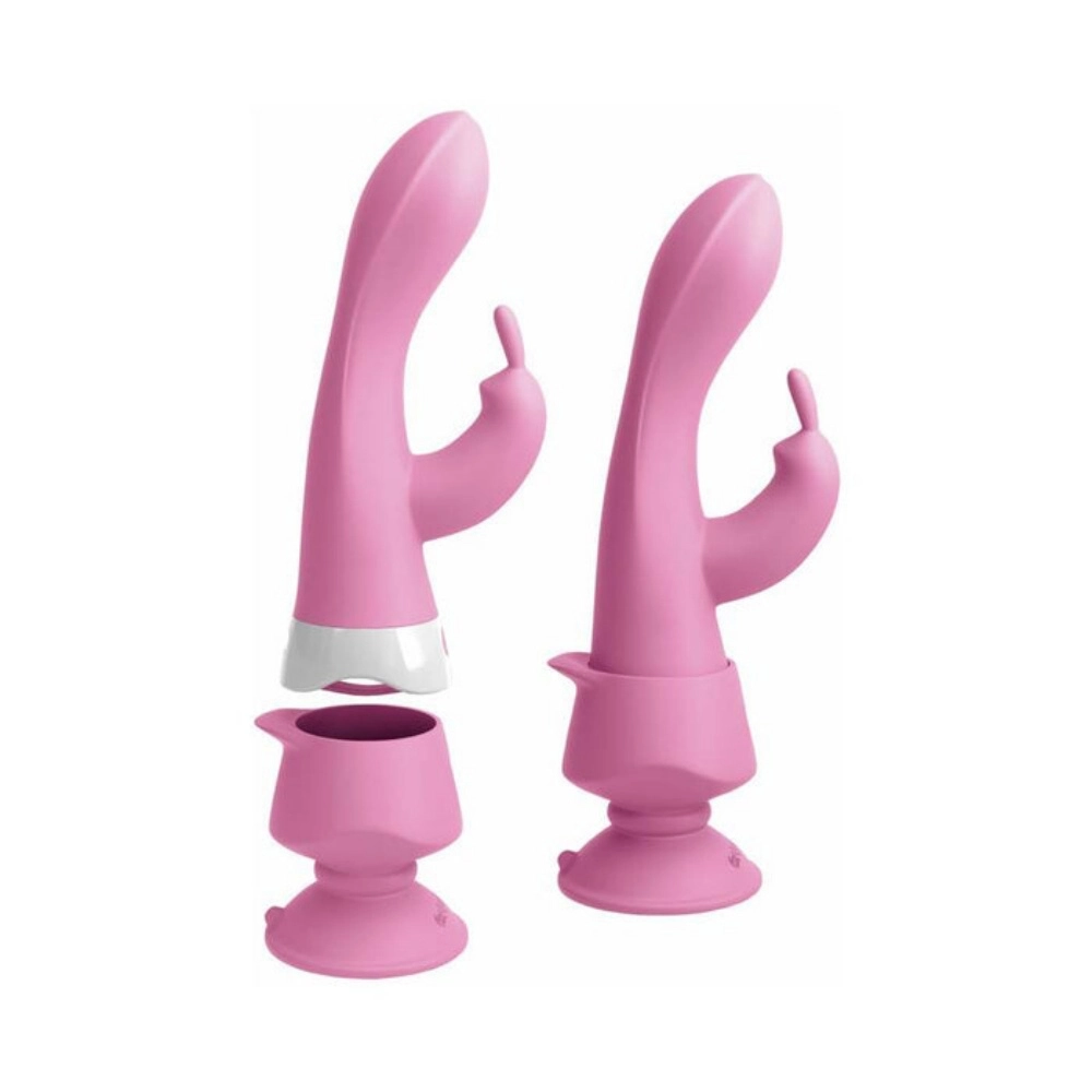 pipedream pink 3some wall banger rabbit vibrator front view close up