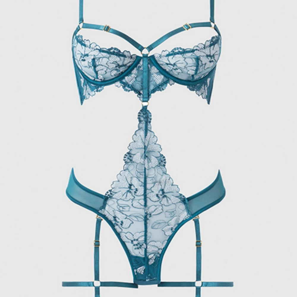 sexy open back uv lingerie teddy with lace and mesh venusfun rear view
