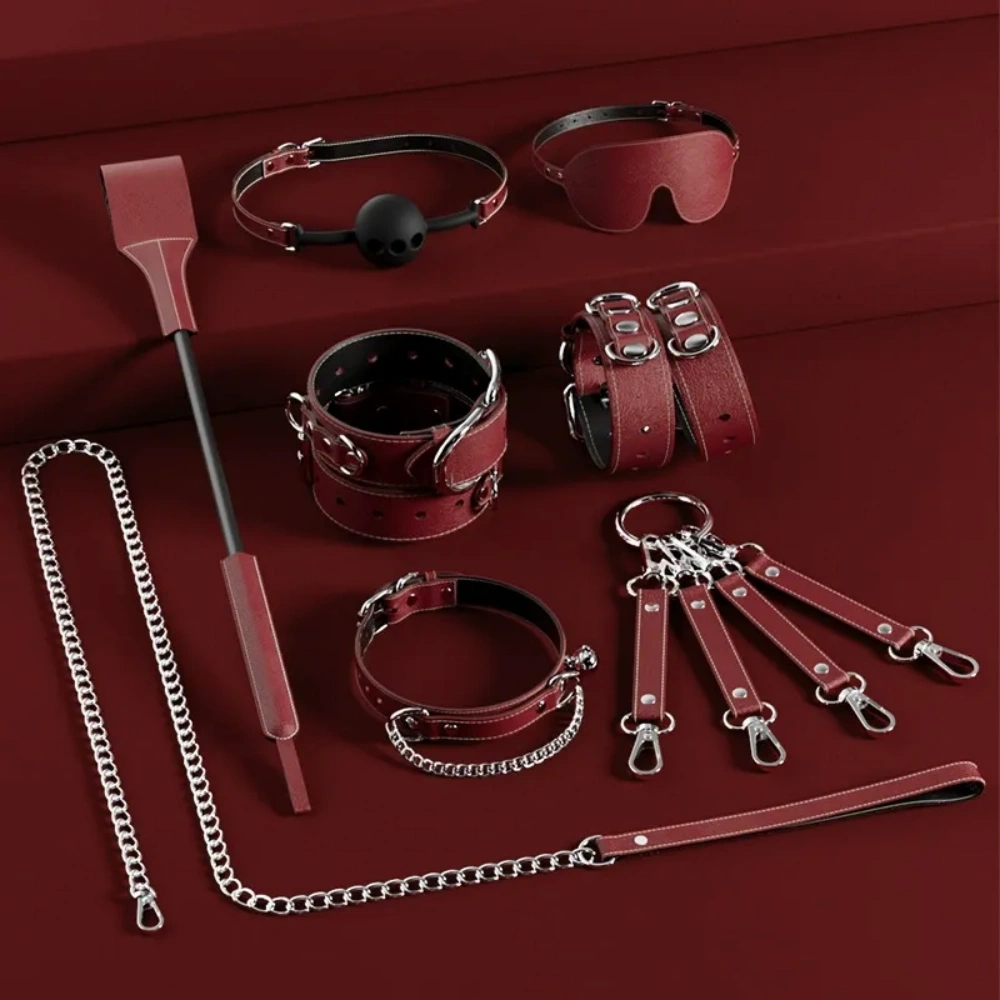 venusfun leather collar with leash closeup