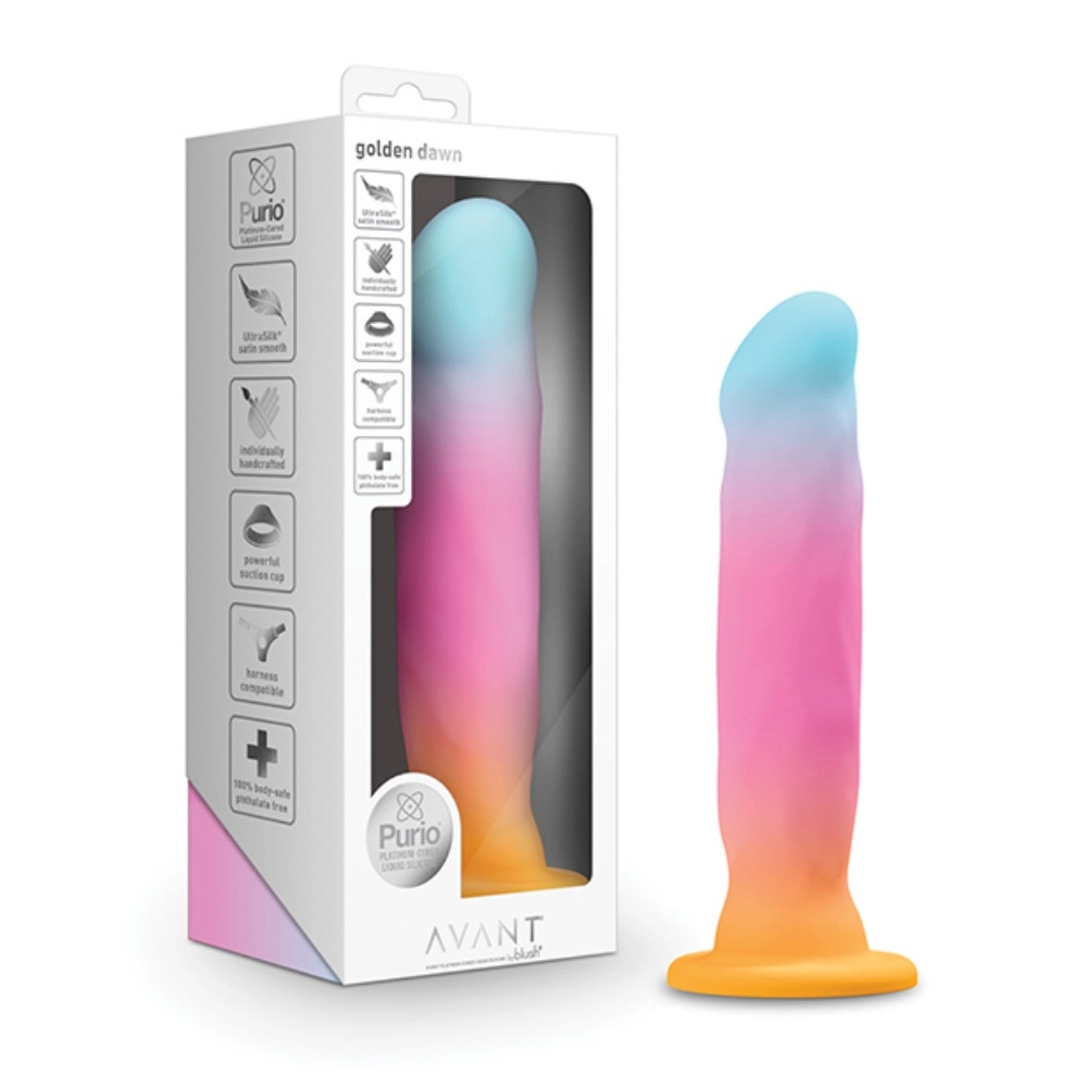 blush avant golden dawn premium silicone dildo with suction base