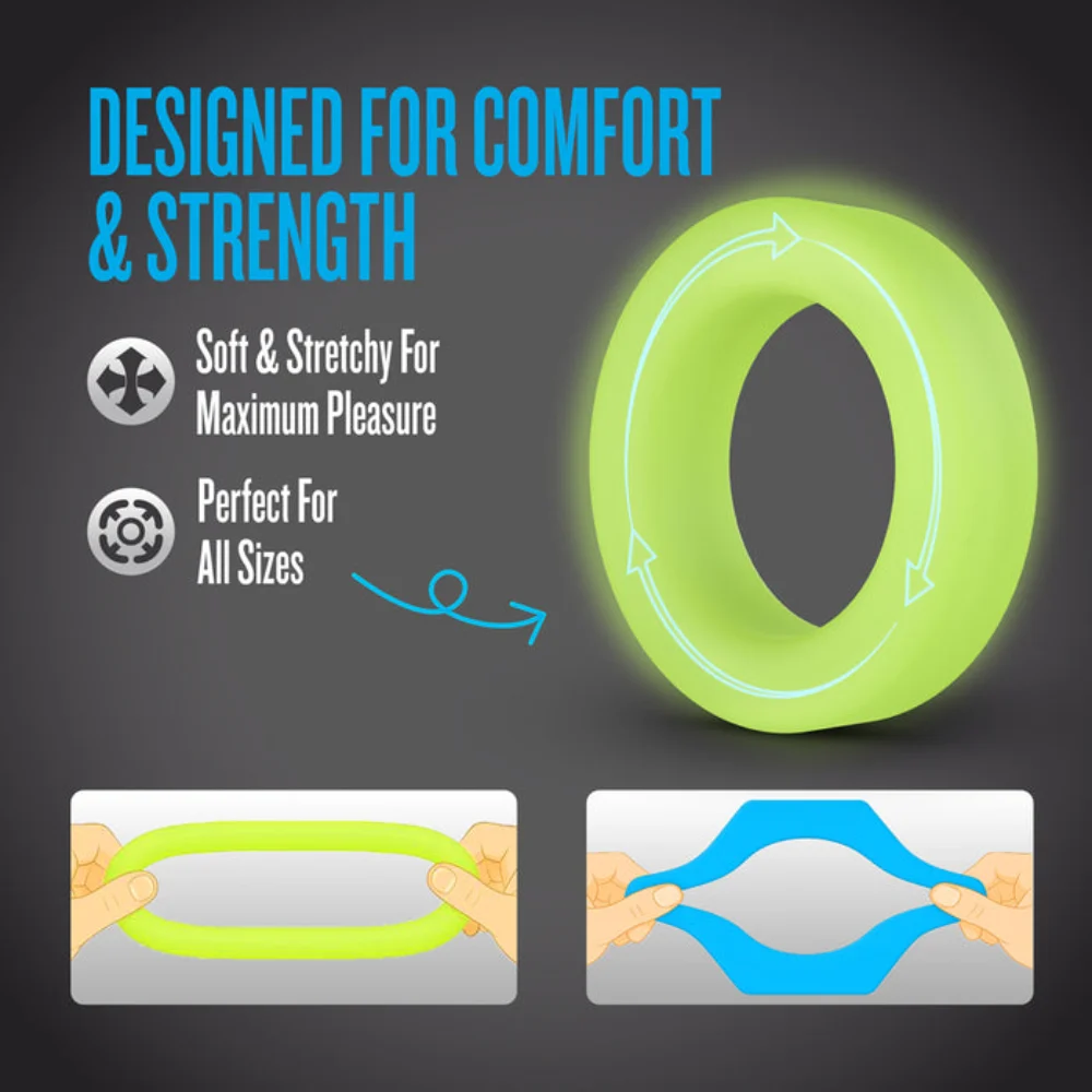 blush glow in the dark penis rings set