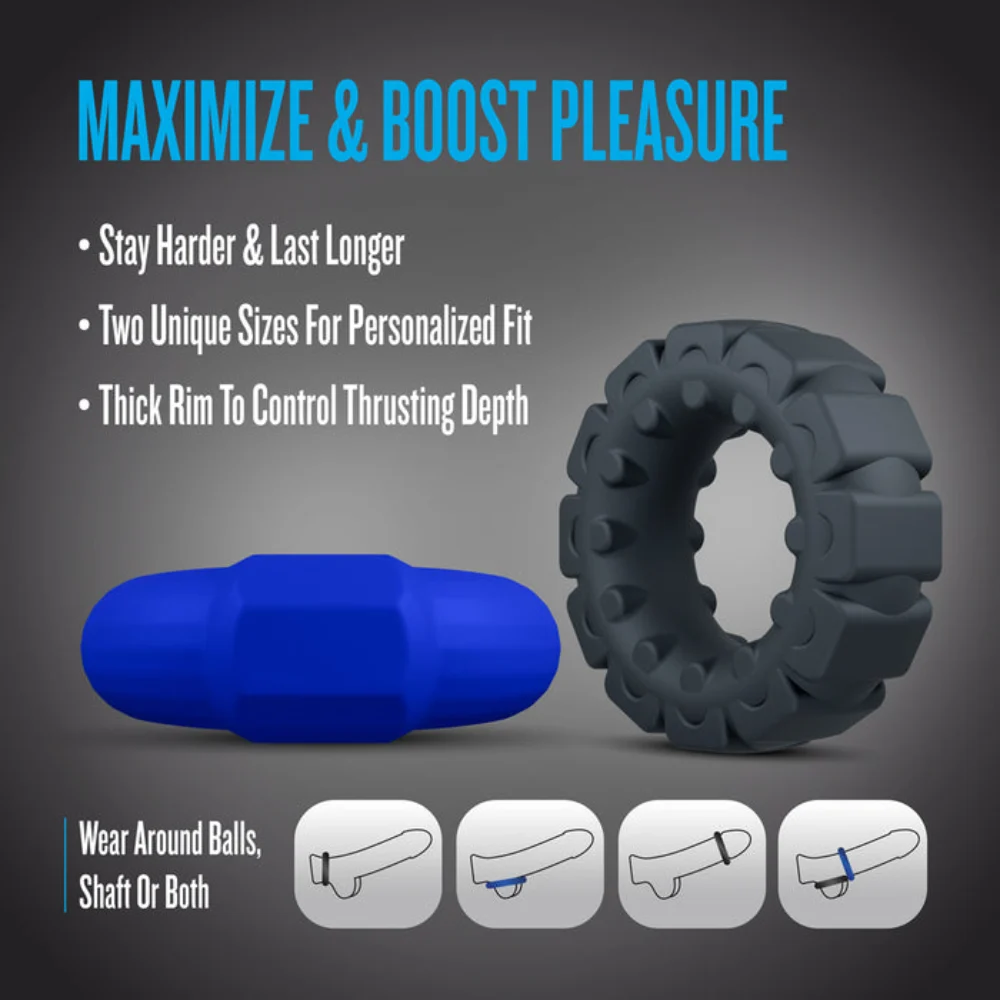 blush stretchy silicone textured penis rings set