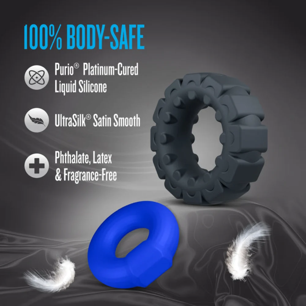 blush stretchy silicone textured penis rings smooth