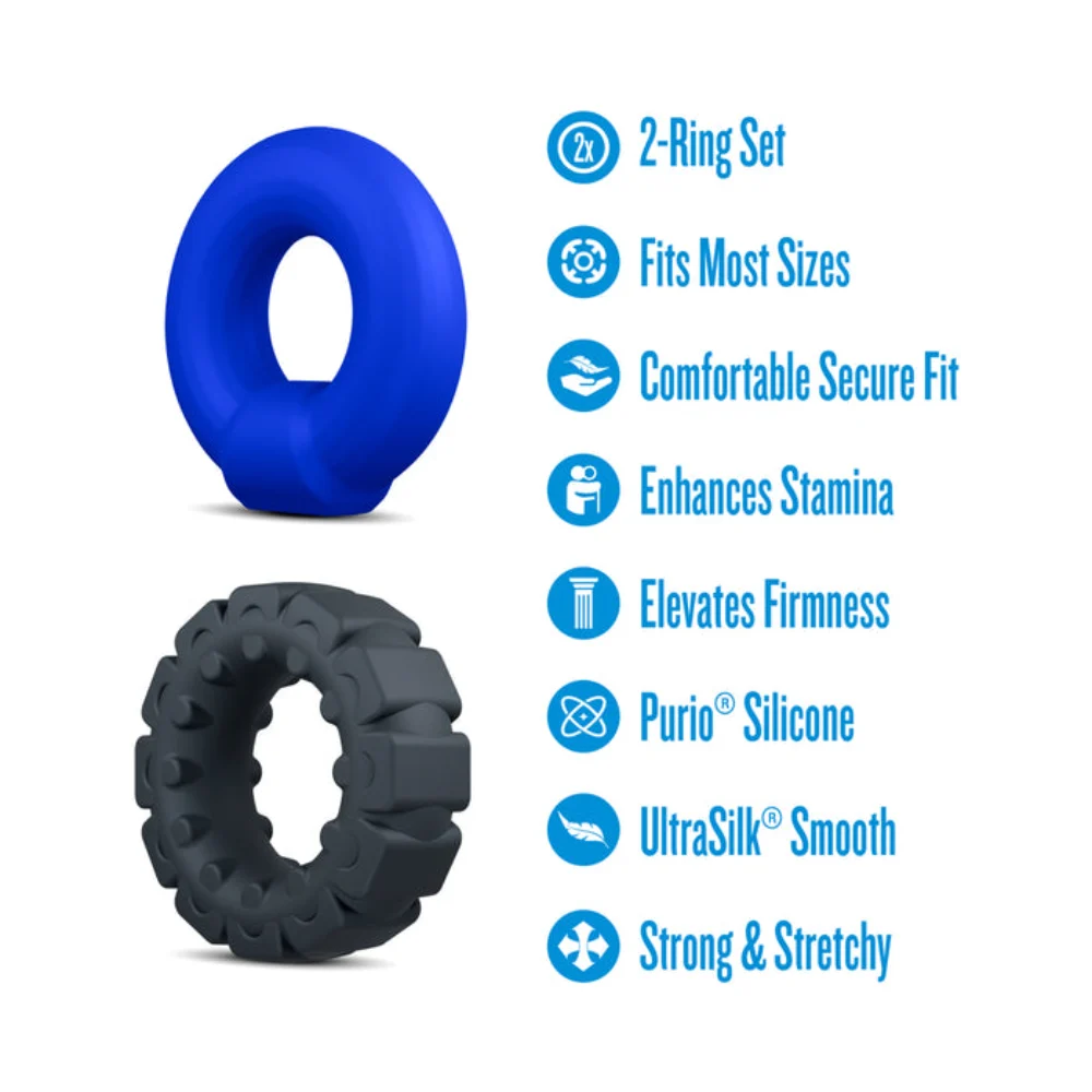 blush stretchy silicone textured penis rings stamina