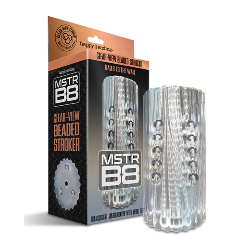 clear beaded stroker male pleasure toy