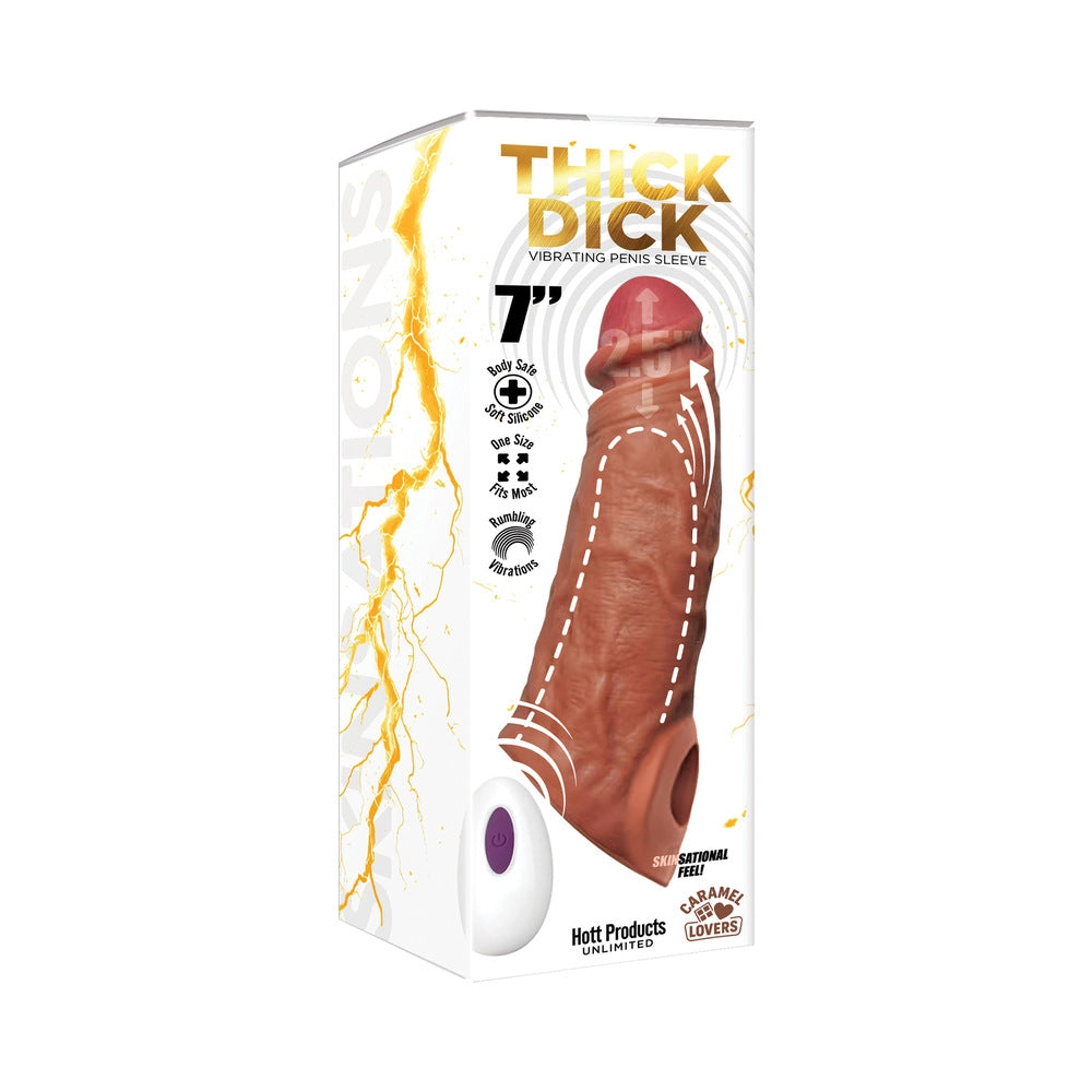 hott products skinsations 7 inch thick dick realistic vibrating penis sleeve remote control