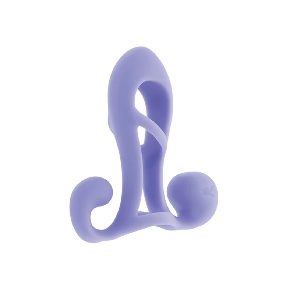 dual motor wearable penis extender in lilac silicone for enhanced pleasure