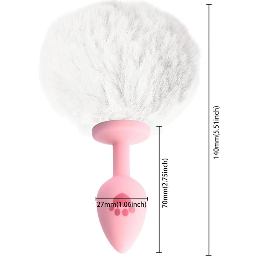 cat paw tail silicone anal plug soft fluffy tail toy